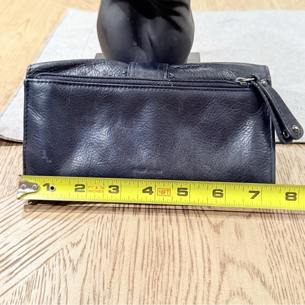 Audrey Brooke Buttery Soft Black Genuine Leather Continental Tri-Fold Wallet